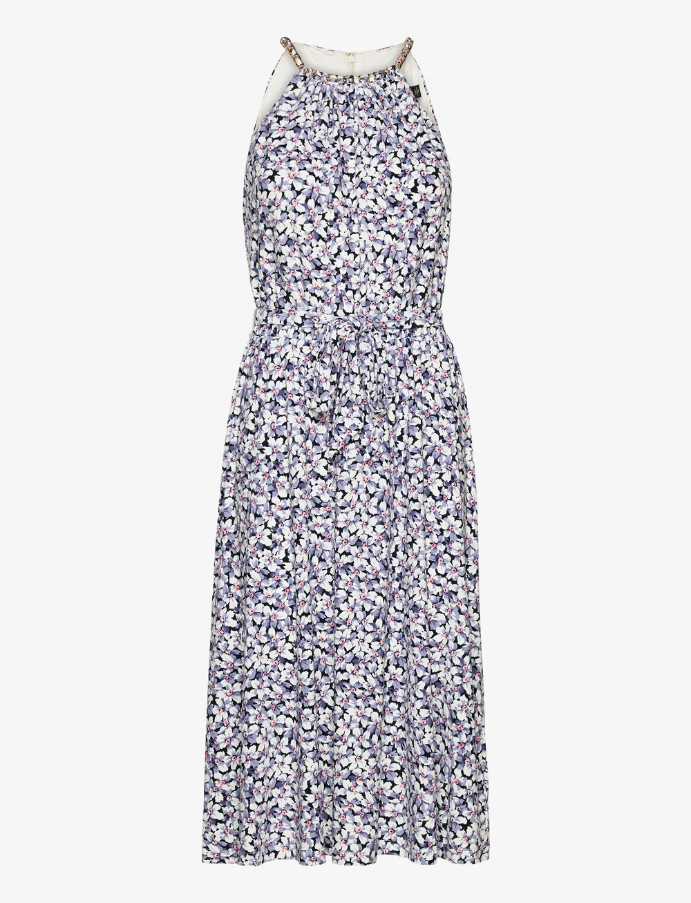 Lauren Ralph Lauren Floral Belted Jersey Halter Dress Midi