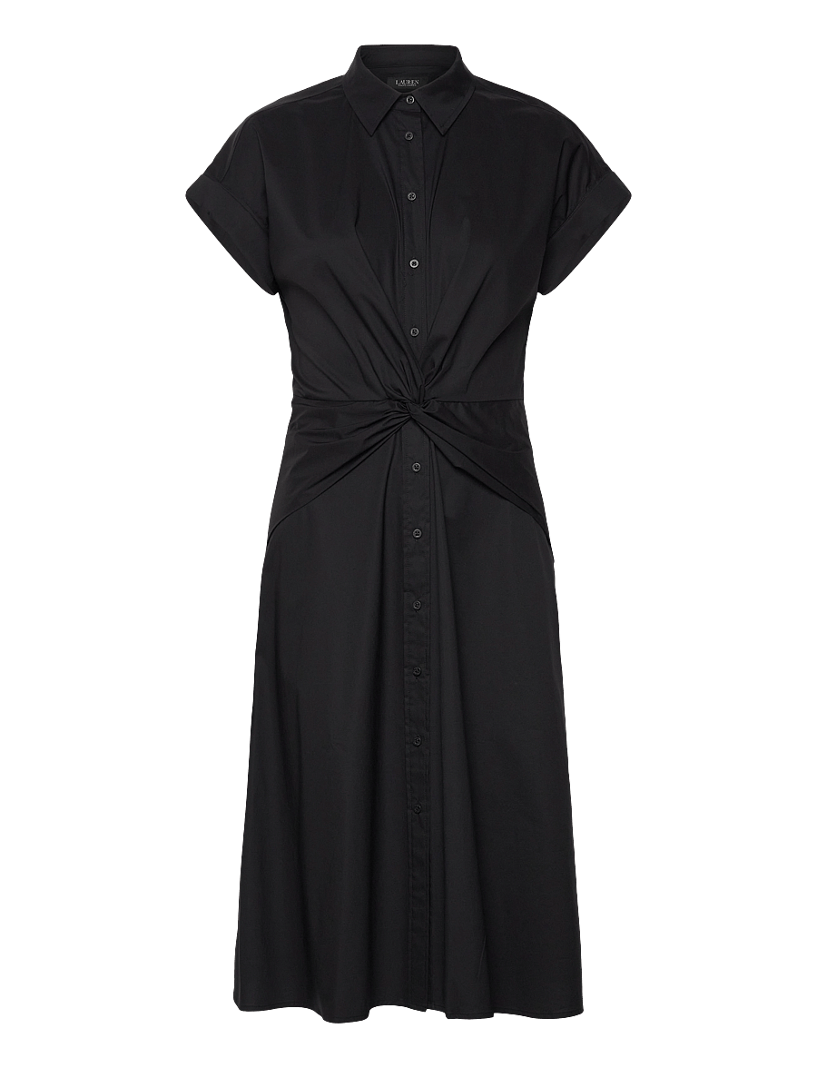 Lauren Ralph Lauren - Twist-Front Cotton-Blend Shirtdress - hemdkleider - black - 0