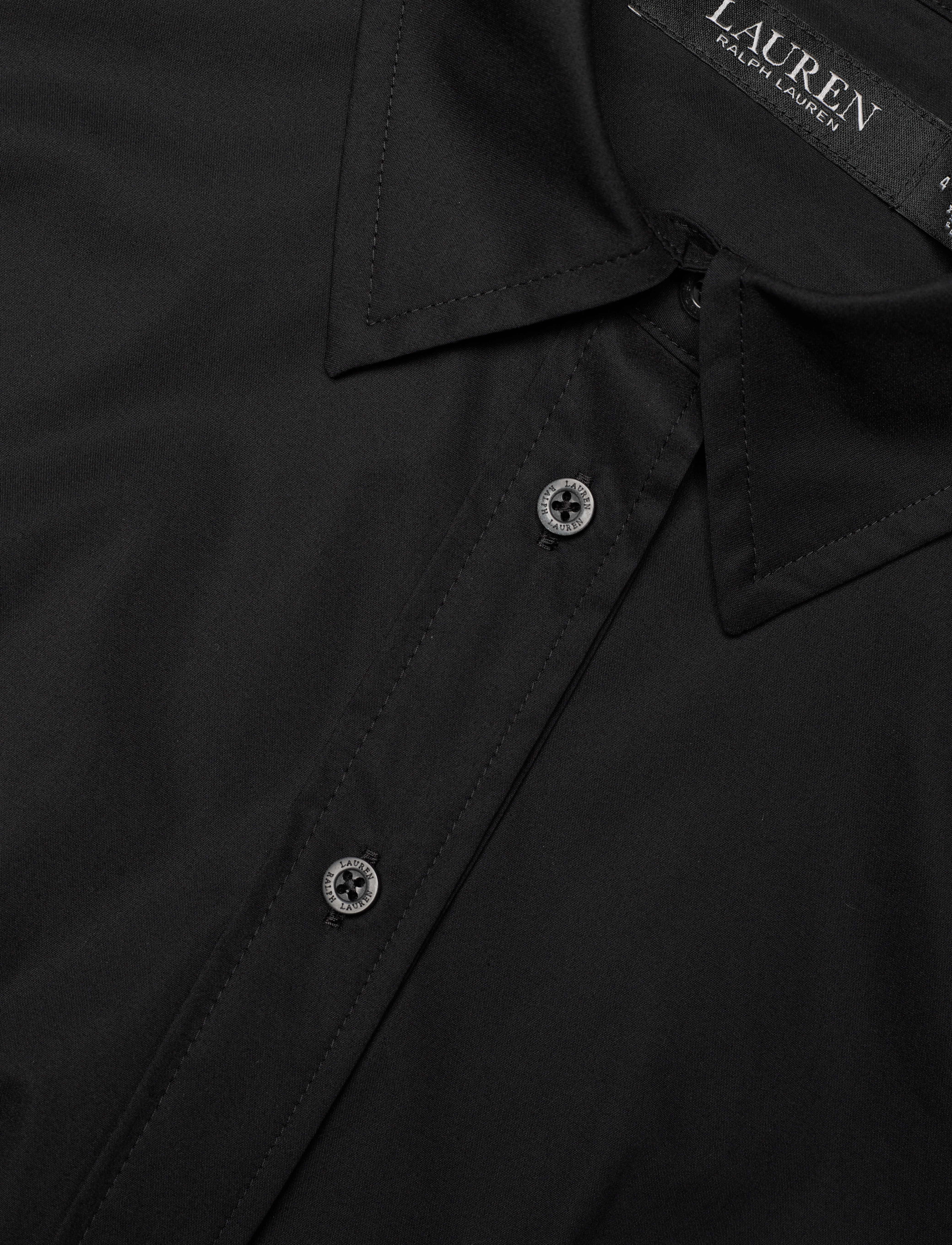 Lauren Ralph Lauren - Twist-Front Cotton-Blend Shirtdress - skjortekjoler - black - 2