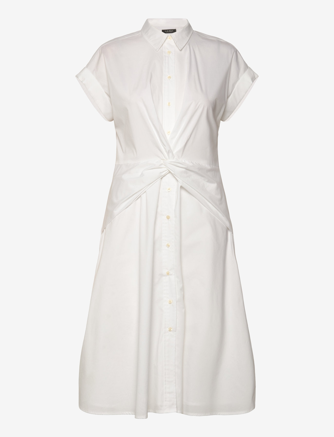 Lauren Ralph Lauren - Twist-Front Cotton-Blend Shirtdress - särkkleidid - white - 0