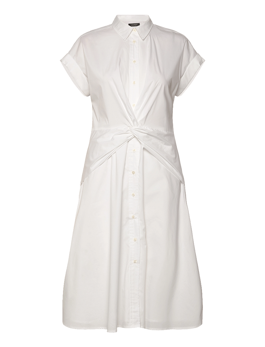 Lauren Ralph Lauren - Twist-Front Cotton-Blend Shirtdress - skjortekjoler - white - 0