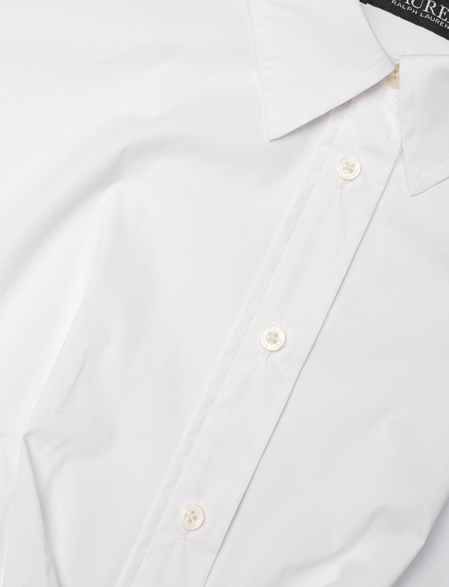 Lauren Ralph Lauren - Twist-Front Cotton-Blend Shirtdress - skjortekjoler - white - 2
