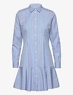 Striped Cotton Broadcloth Shirtdress - BLUE/WHITE MULTI