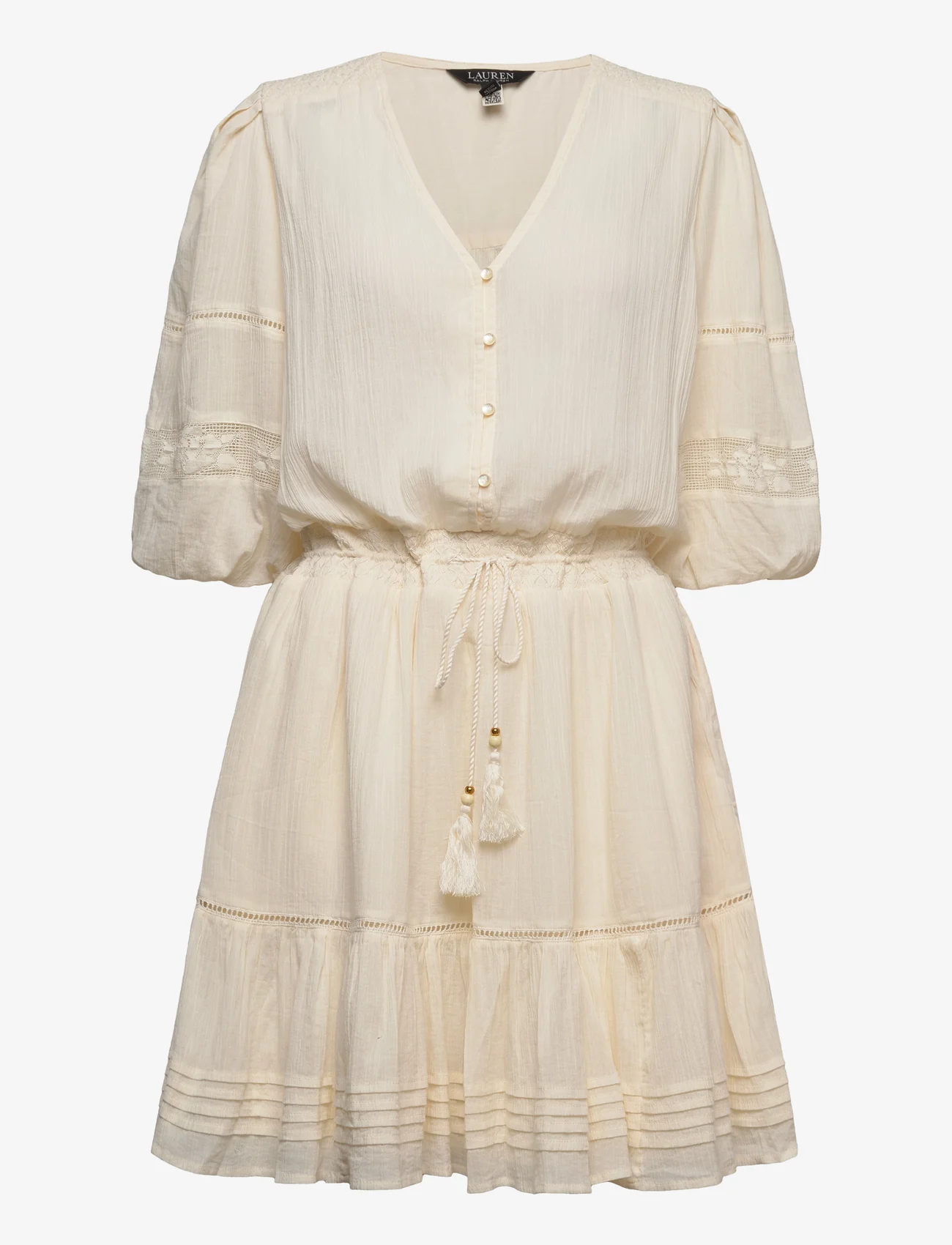 Lauren Ralph Lauren - COTTON CRINKLE-DRESS - vasarinės suknelės - mascarpone cream - 0
