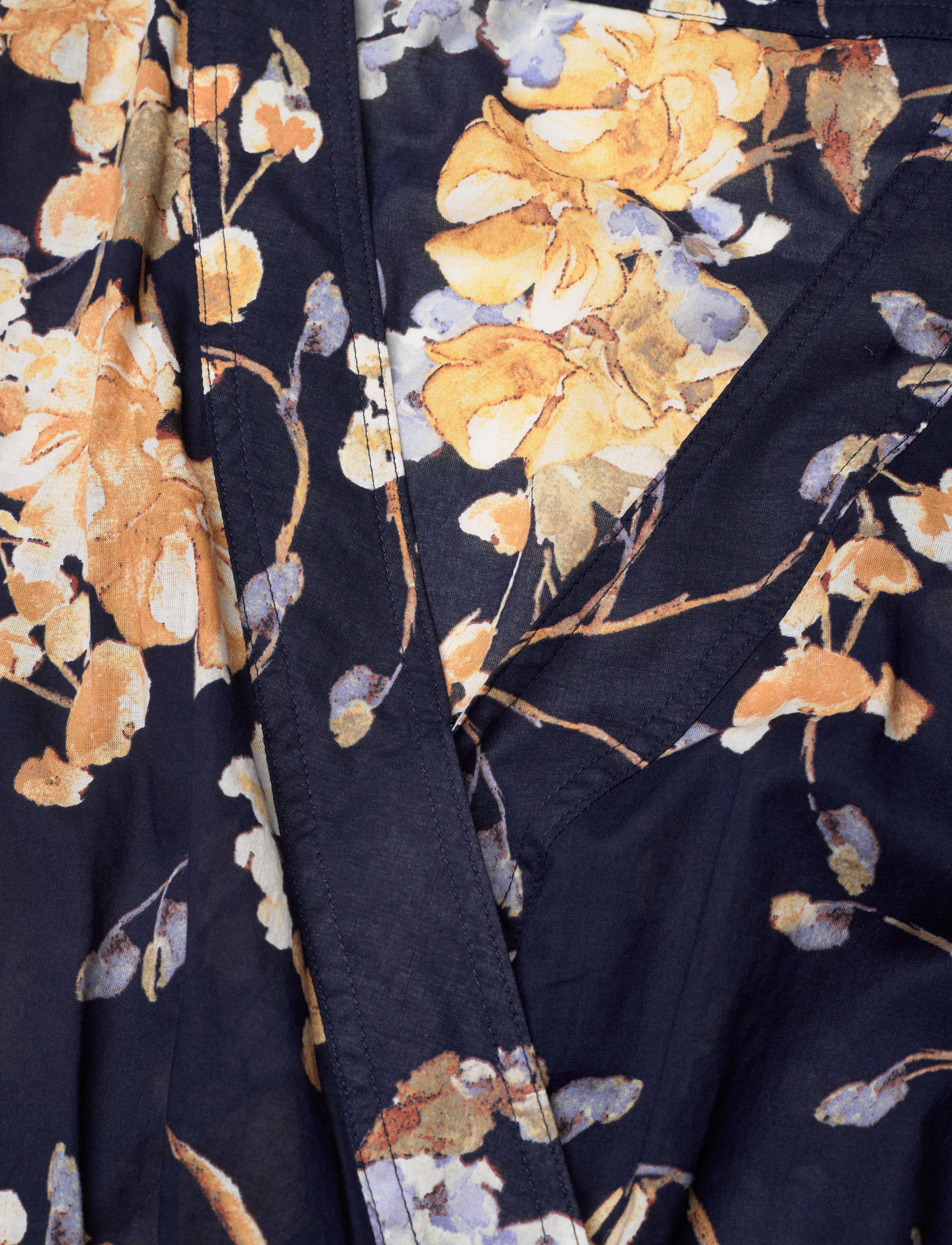 Lauren Ralph Lauren - Floral Belted Cotton Voile Dress - navy multi - 3