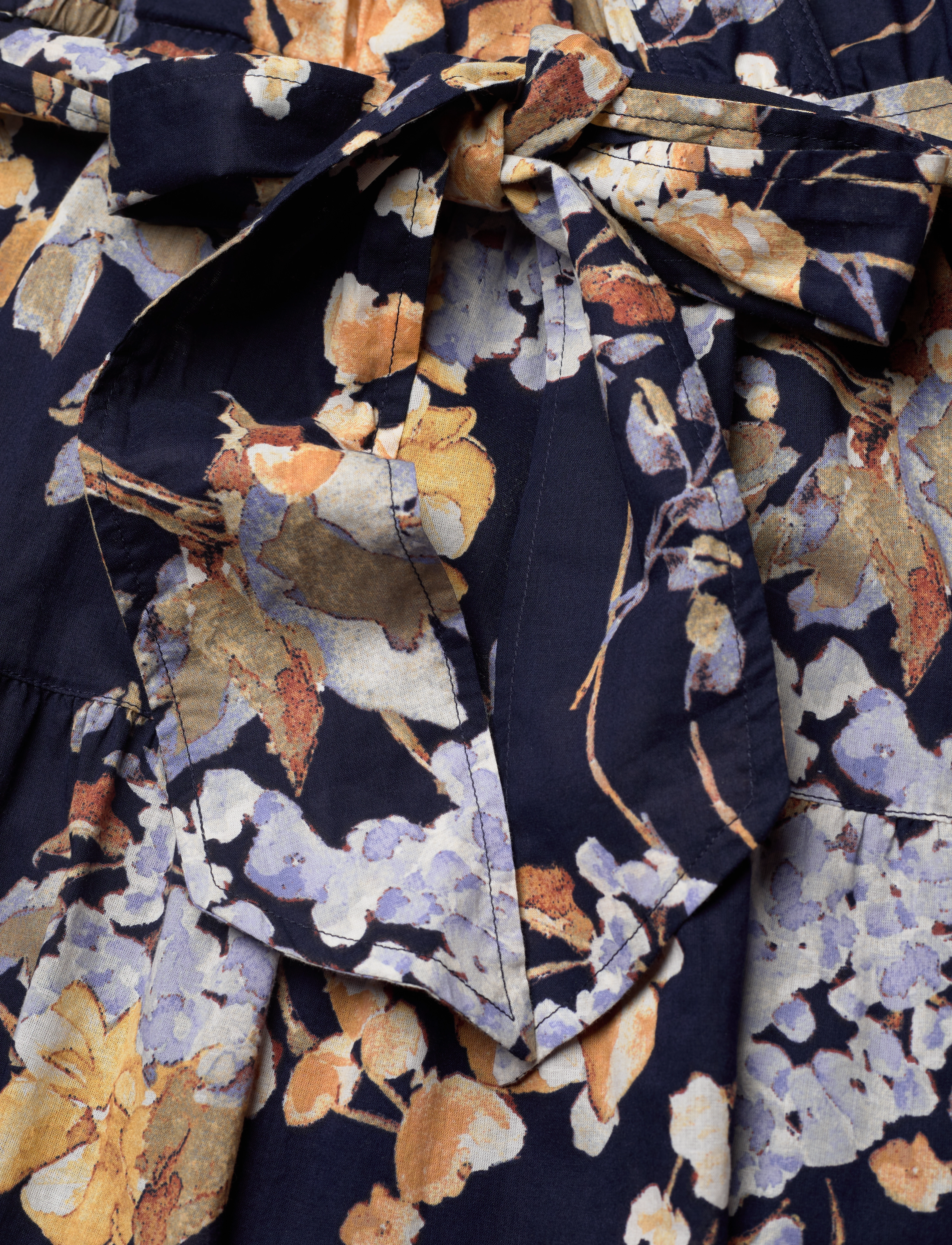 Lauren Ralph Lauren - Floral Belted Cotton Voile Dress - navy multi - 4