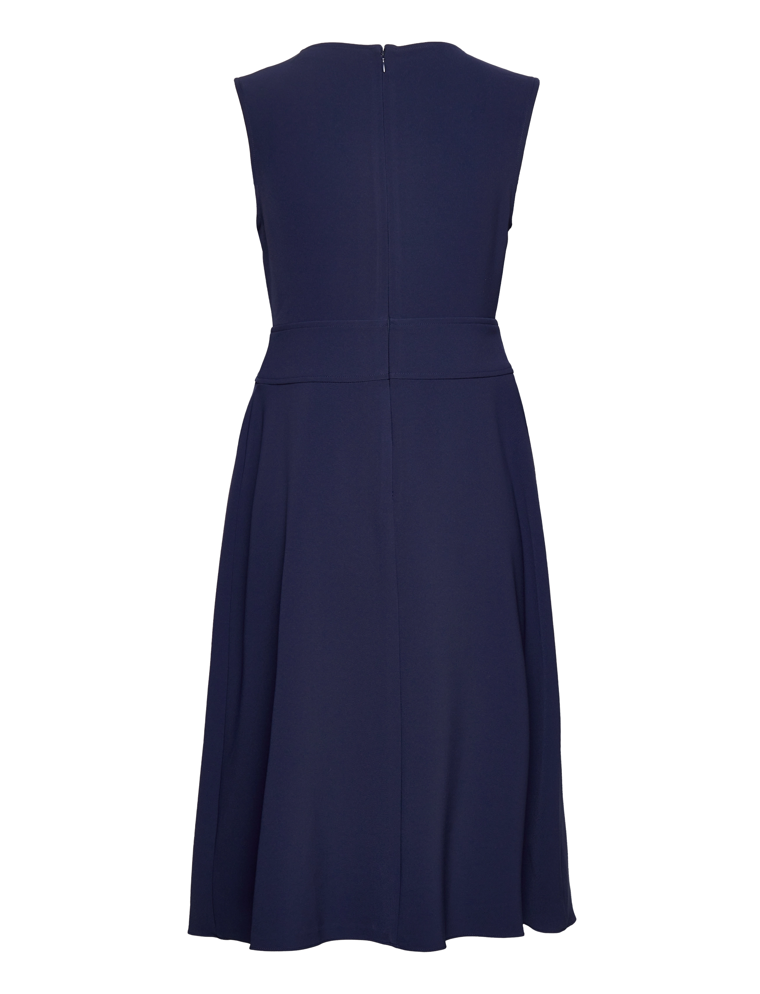 Lauren Ralph Lauren - Buckle-Trim Double-Faced Crepe Dress - navy - 2