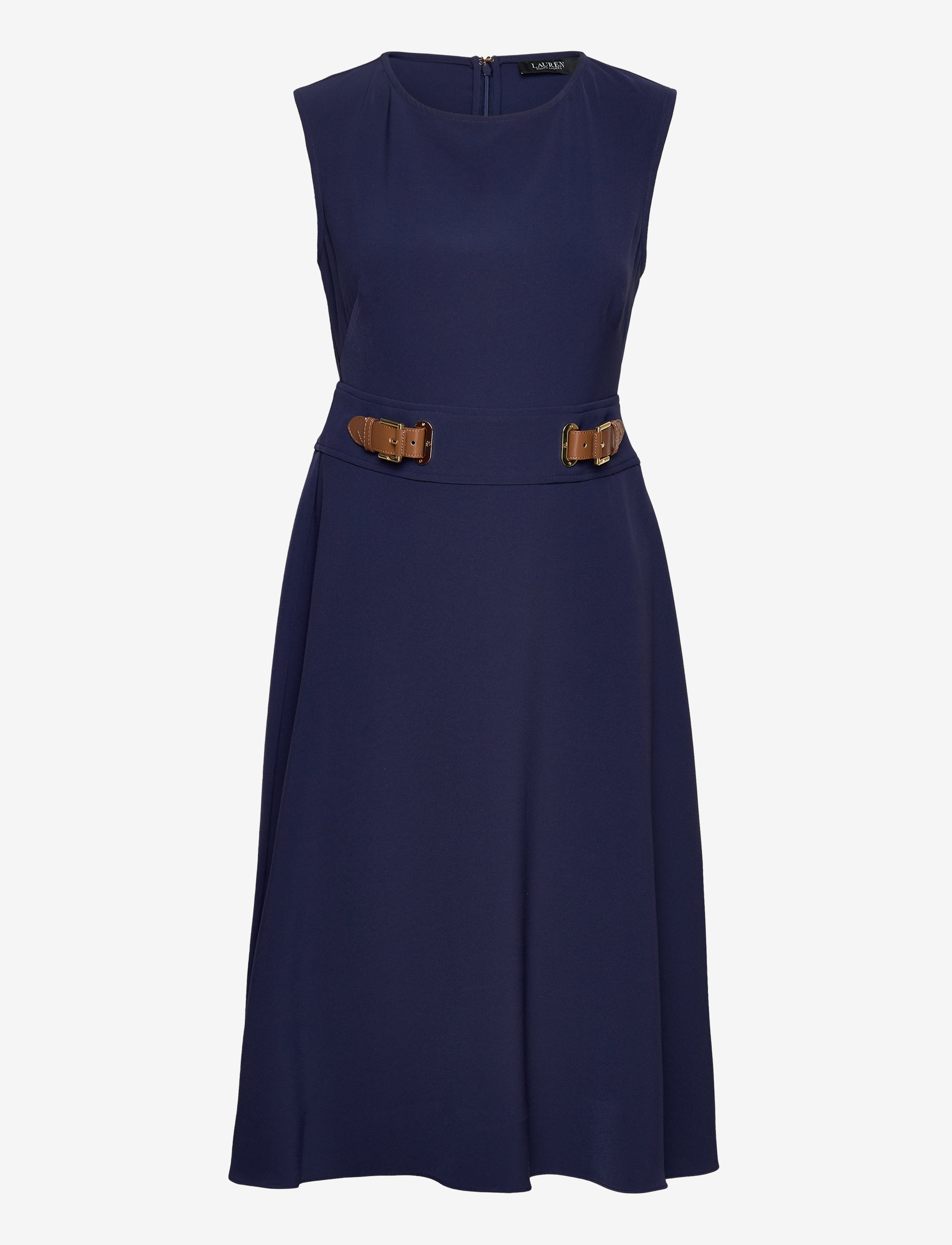 Lauren Ralph Lauren - Buckle-Trim Double-Faced Crepe Dress - navy - 1