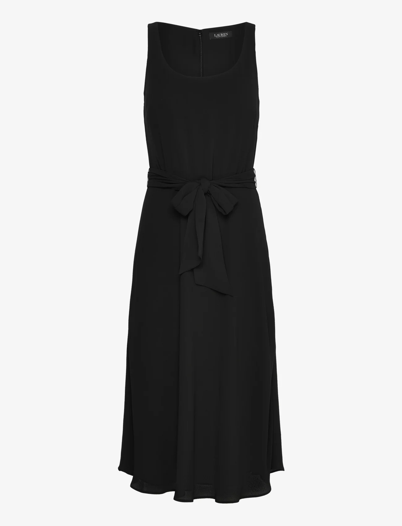 Lauren Ralph Lauren - Belted Crepe Sleeveless Dress - sommerkjoler - black - 0