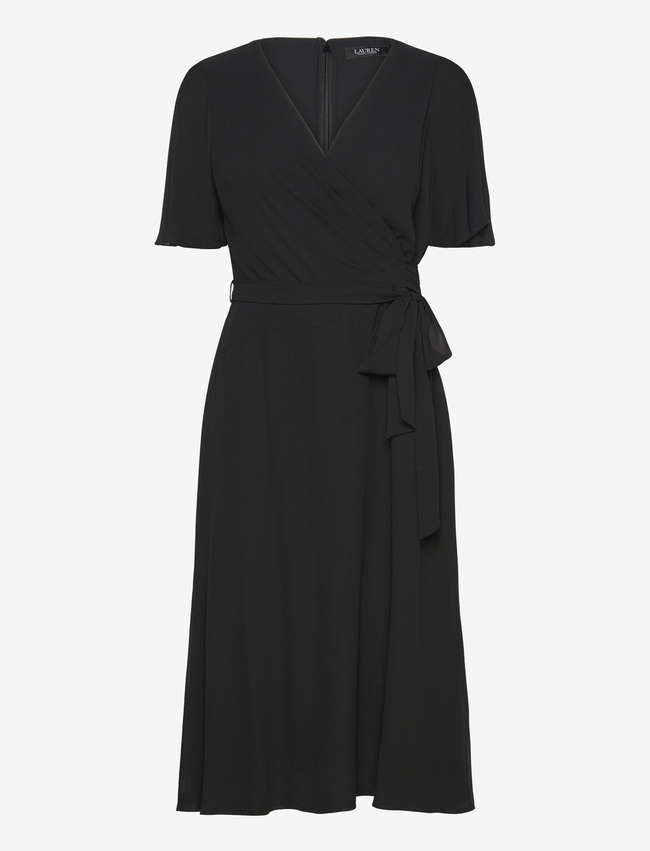 Lauren Ralph Lauren Belted Georgette Dress - Wrap Dresses - BLACK / black