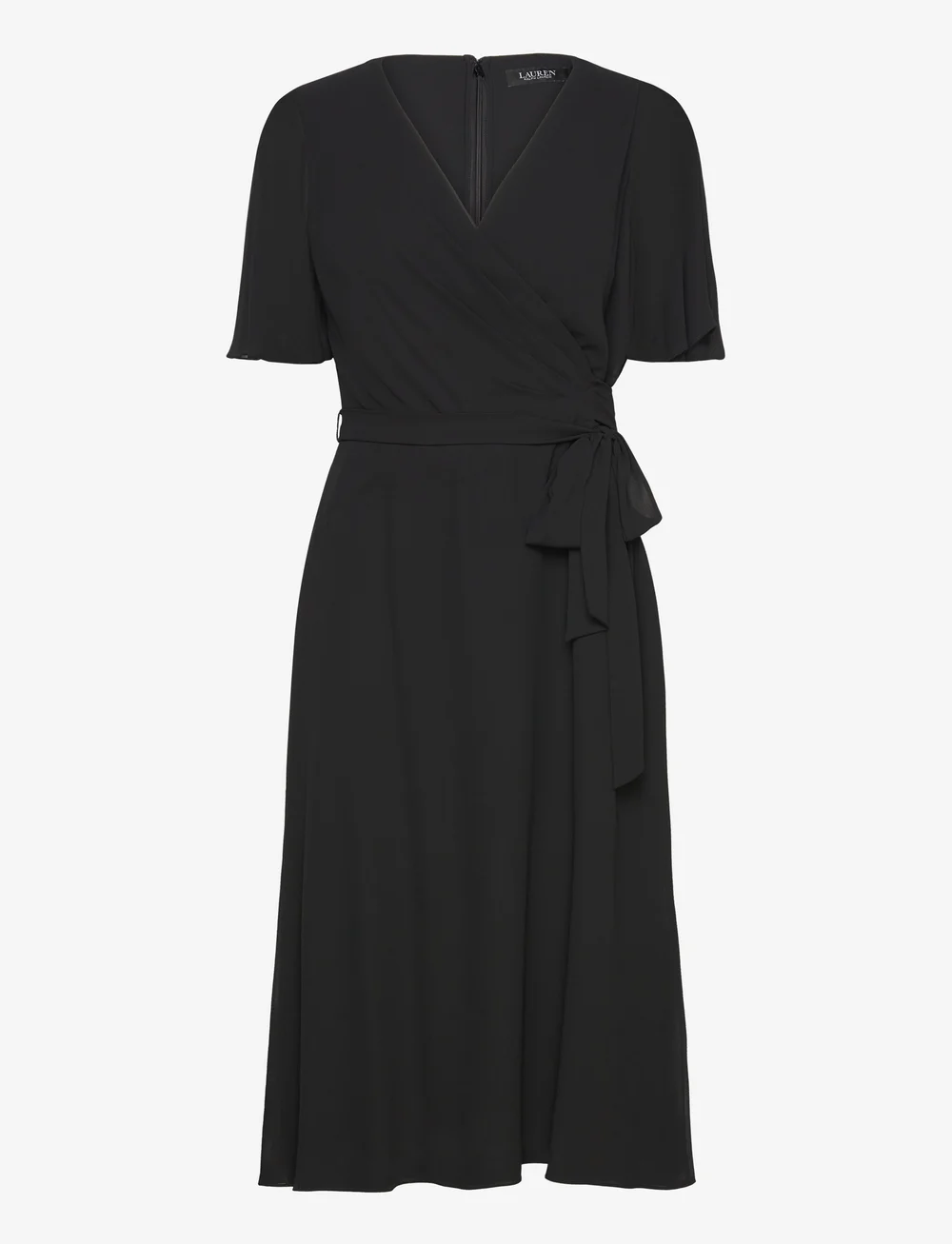 Lauren Ralph Lauren - Belted Georgette Dress - slå-om-kjoler - black - 0