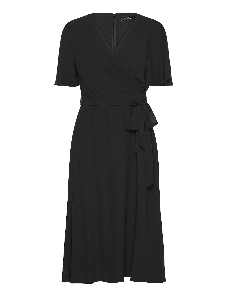Lauren Ralph Lauren - Belted Georgette Dress - robes portefeuille - black - 0