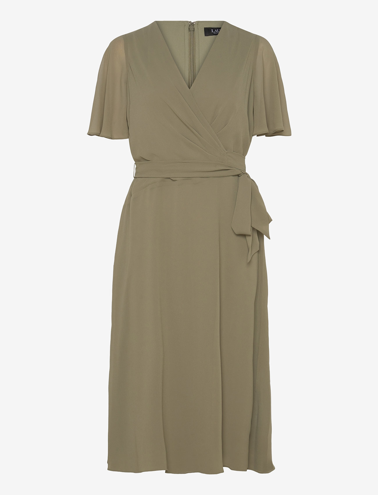 Lauren Ralph Lauren - Belted Georgette Dress - omlottklänningar - sage green - 0