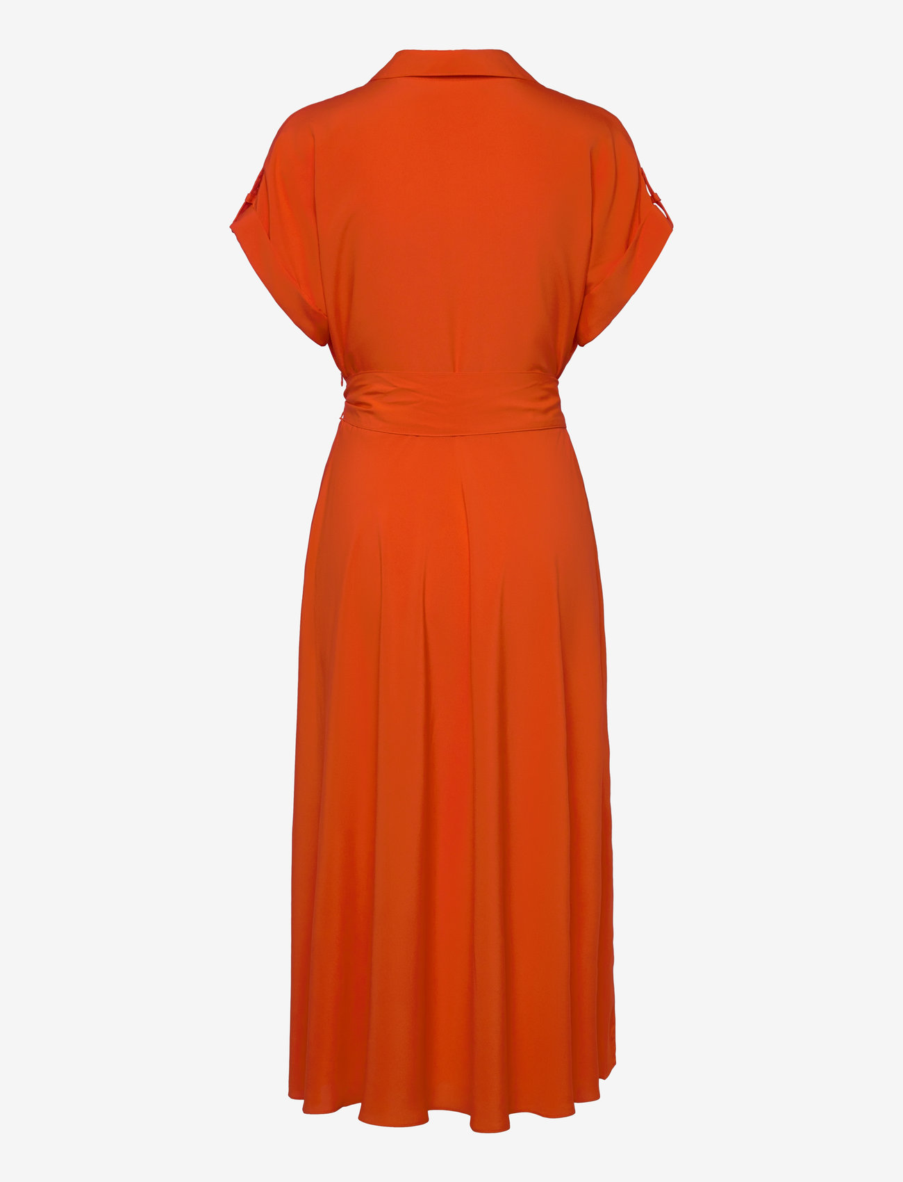 Lauren Ralph Lauren - Belted Crepe Dress - omlottklänningar - orange lily - 1