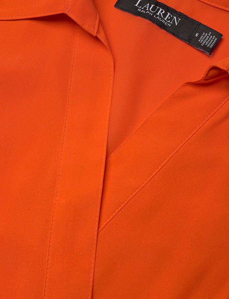 Lauren Ralph Lauren - Belted Crepe Dress - omlottklänningar - orange lily - 2