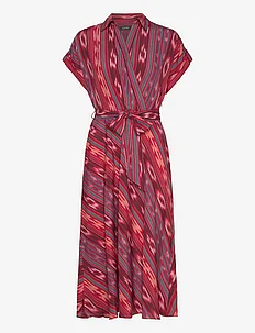 Geo-Striped Belted Crepe Dress, Lauren Ralph Lauren