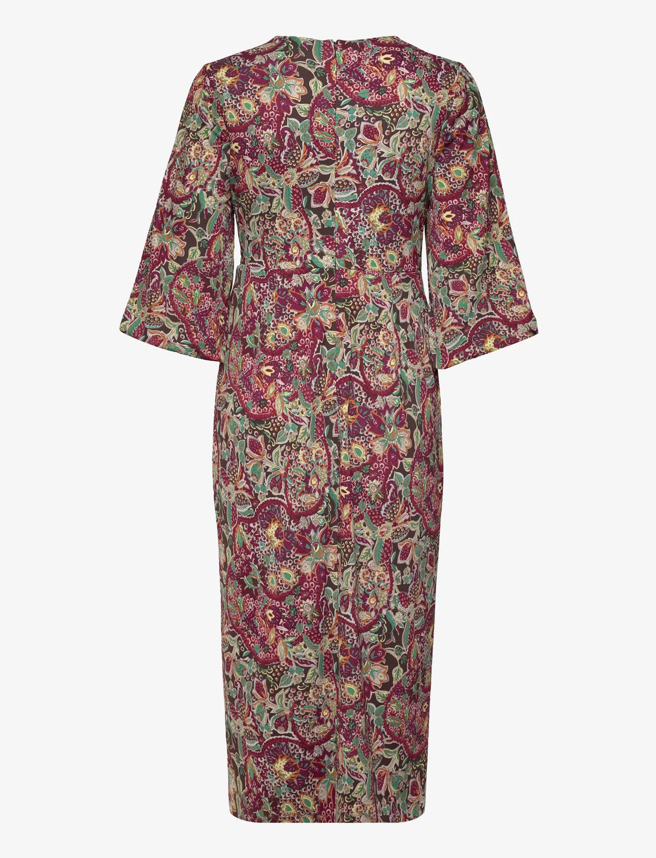 Lauren Ralph Lauren - Floral Jersey Tie-Front Midi Dress - kleitas ar pārlikumu - burgundy multi - 1