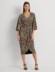 Floral Jersey Tie-Front Midi Dress, Lauren Ralph Lauren