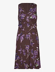 Lauren Ralph Lauren - Floral Surplice Jersey Sleeveless Dress - vasaras kleitas - brown/purple/mult - 0