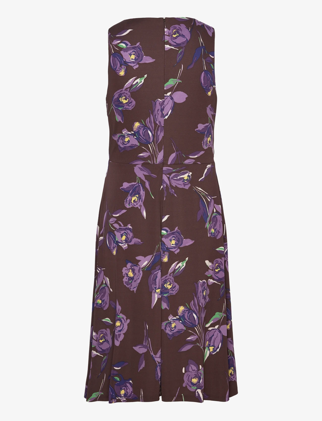 Lauren Ralph Lauren - Floral Surplice Jersey Sleeveless Dress - vasaras kleitas - brown/purple/mult - 1