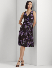 Lauren Ralph Lauren - Floral Surplice Jersey Sleeveless Dress - vasaras kleitas - brown/purple/mult - 2