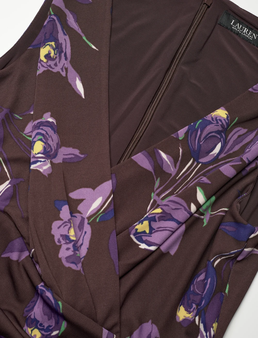 Lauren Ralph Lauren - Floral Surplice Jersey Sleeveless Dress - sommerkleider - brown/purple/mult - 3