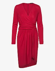 Lauren Ralph Lauren - Ruched Stretch Jersey Surplice Dress - vasarinės suknelės - martin red - 0
