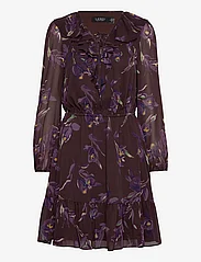 Lauren Ralph Lauren - Floral Ruffle-Trim Georgette Dress - minikleidid - brown/purple/mult - 0
