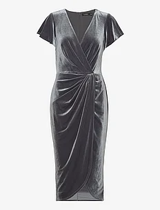 Velvet Flutter-Sleeve Cocktail Dress, Lauren Ralph Lauren