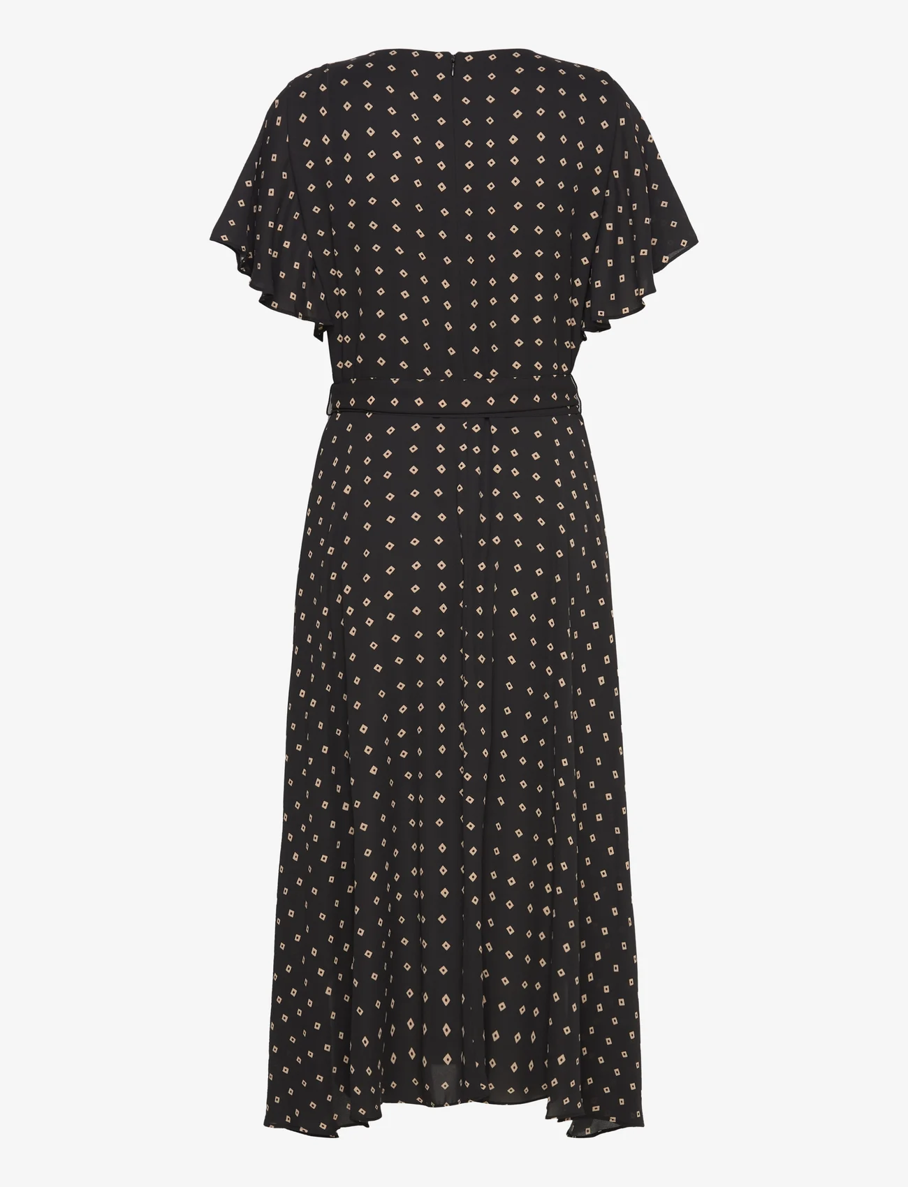 Lauren Ralph Lauren - Geo-Print Crepe Flutter-Sleeve Dress - summer dresses - black/tan - 1
