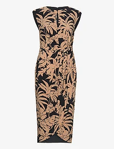 Palm Frond-Print Jersey Tie-Front Dress, Lauren Ralph Lauren