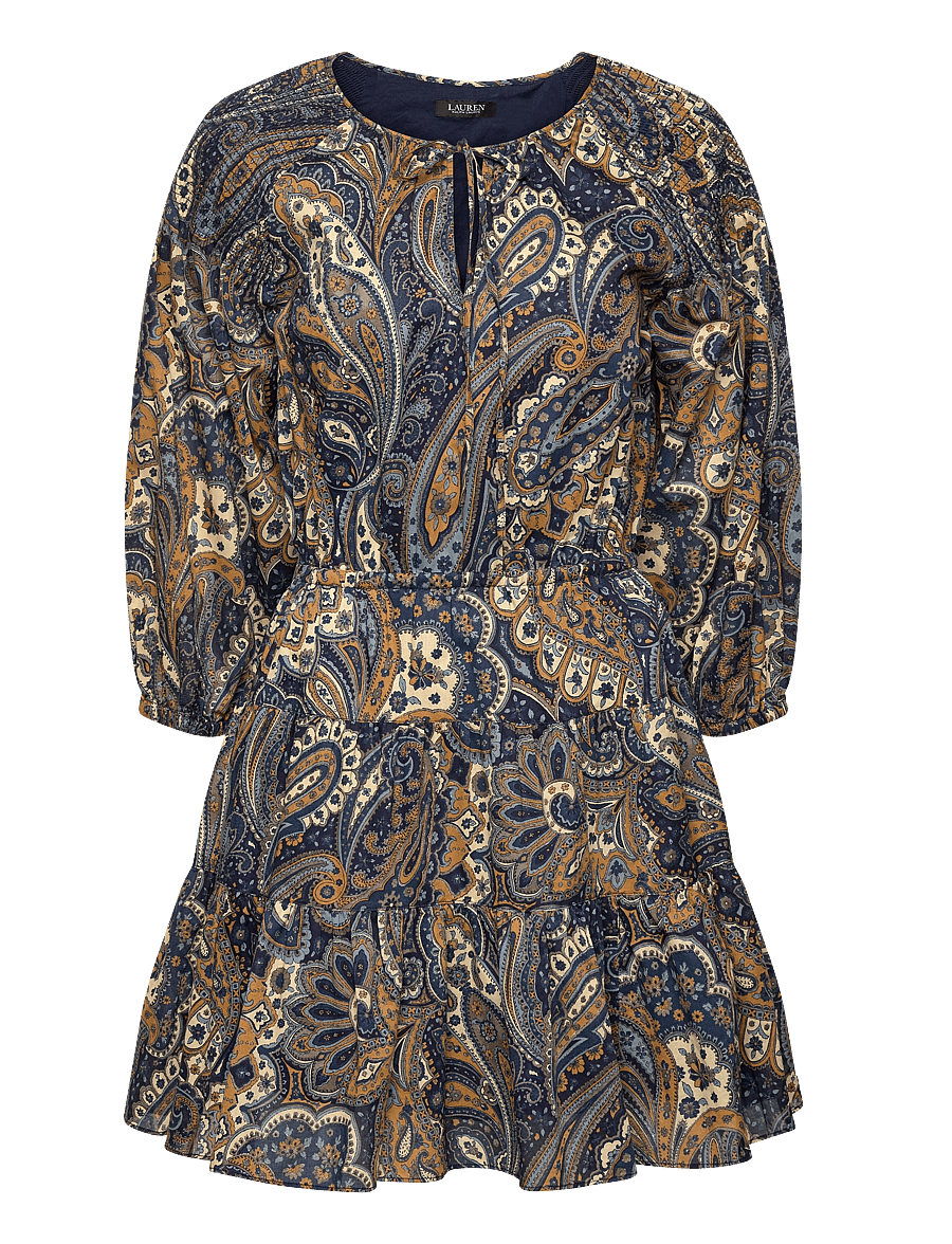 Lauren Ralph Lauren - Paisley Cotton Voile Tiered Dress - navy multi - 0