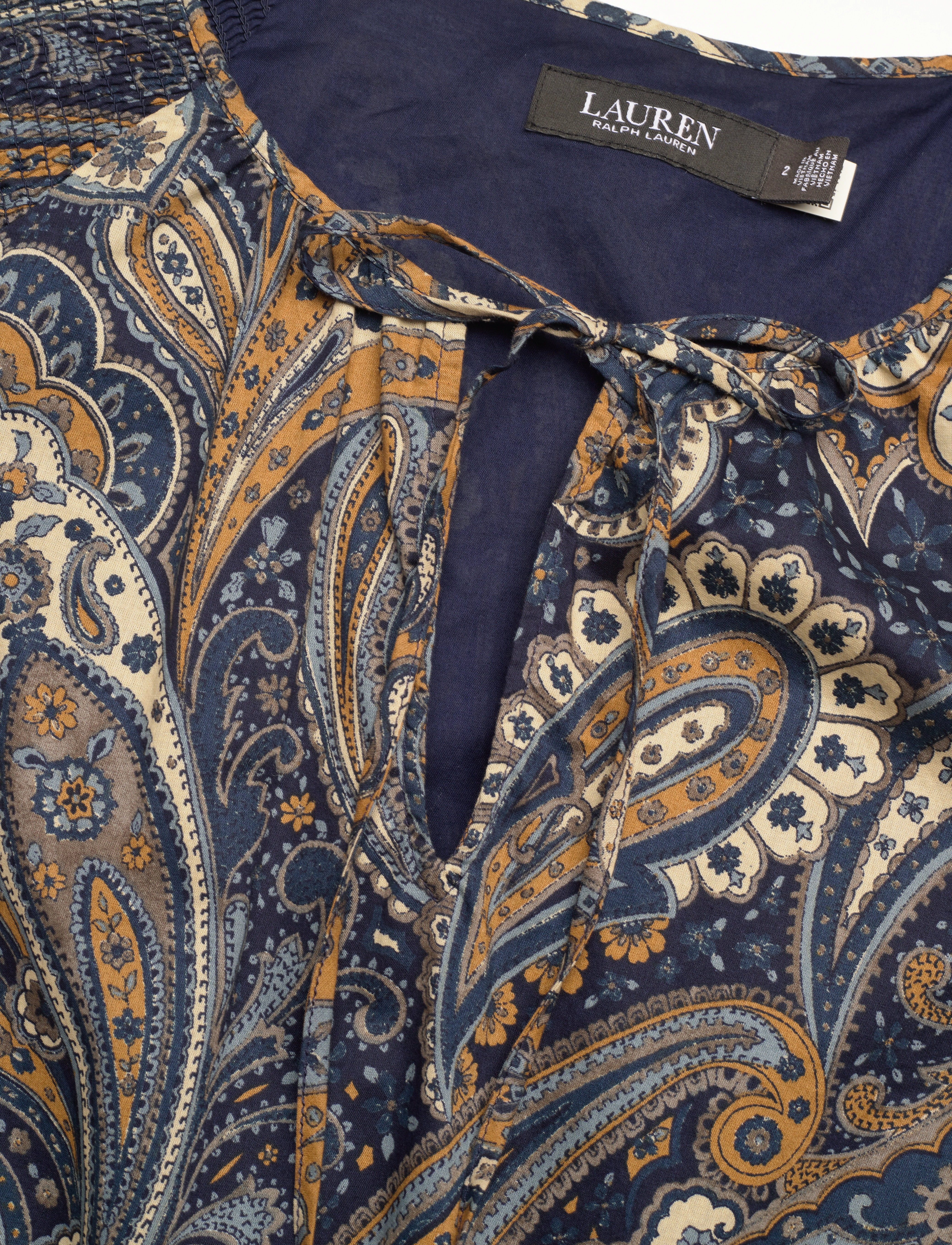 Lauren Ralph Lauren - Paisley Cotton Voile Tiered Dress - navy multi - 2