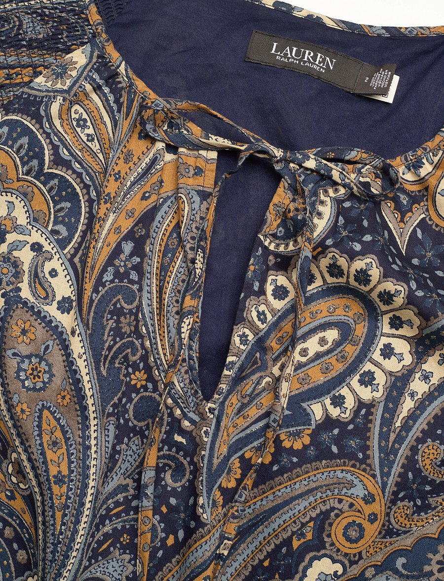 Lauren Ralph Lauren - Paisley Cotton Voile Tiered Dress - navy multi - 2
