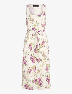 Floral Belted Crepe Sleeveless Dress, Lauren Ralph Lauren