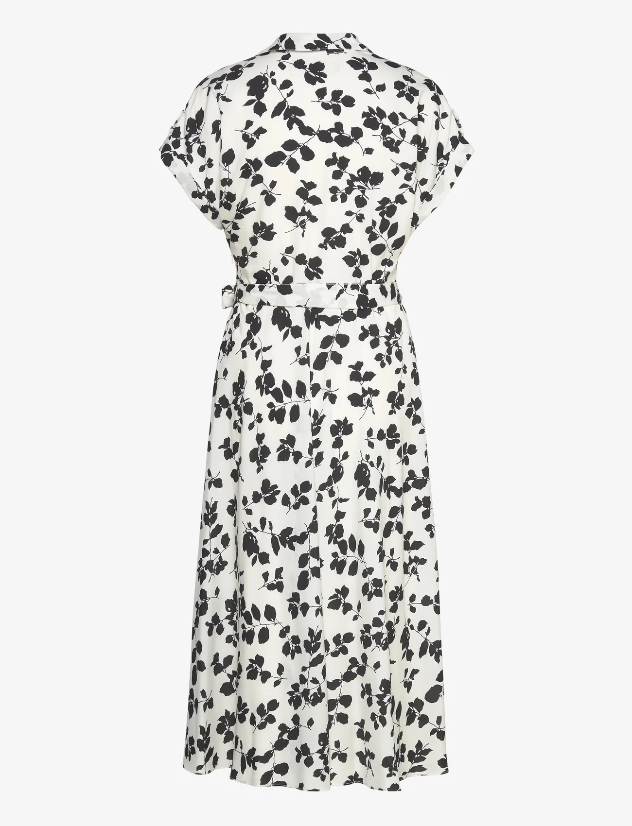 Lauren Ralph Lauren - Leaf-Print Belted Crepe Dress - hemdkleider - cream/black - 1