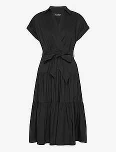 Belted Cotton-Blend Tiered Dress, Lauren Ralph Lauren