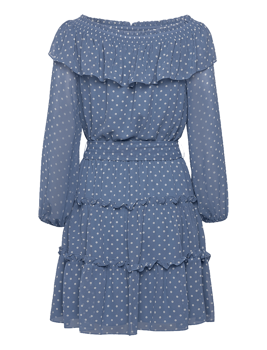Lauren Ralph Lauren - Print Georgette Off-the-Shoulder Dress - blue/cream - 1