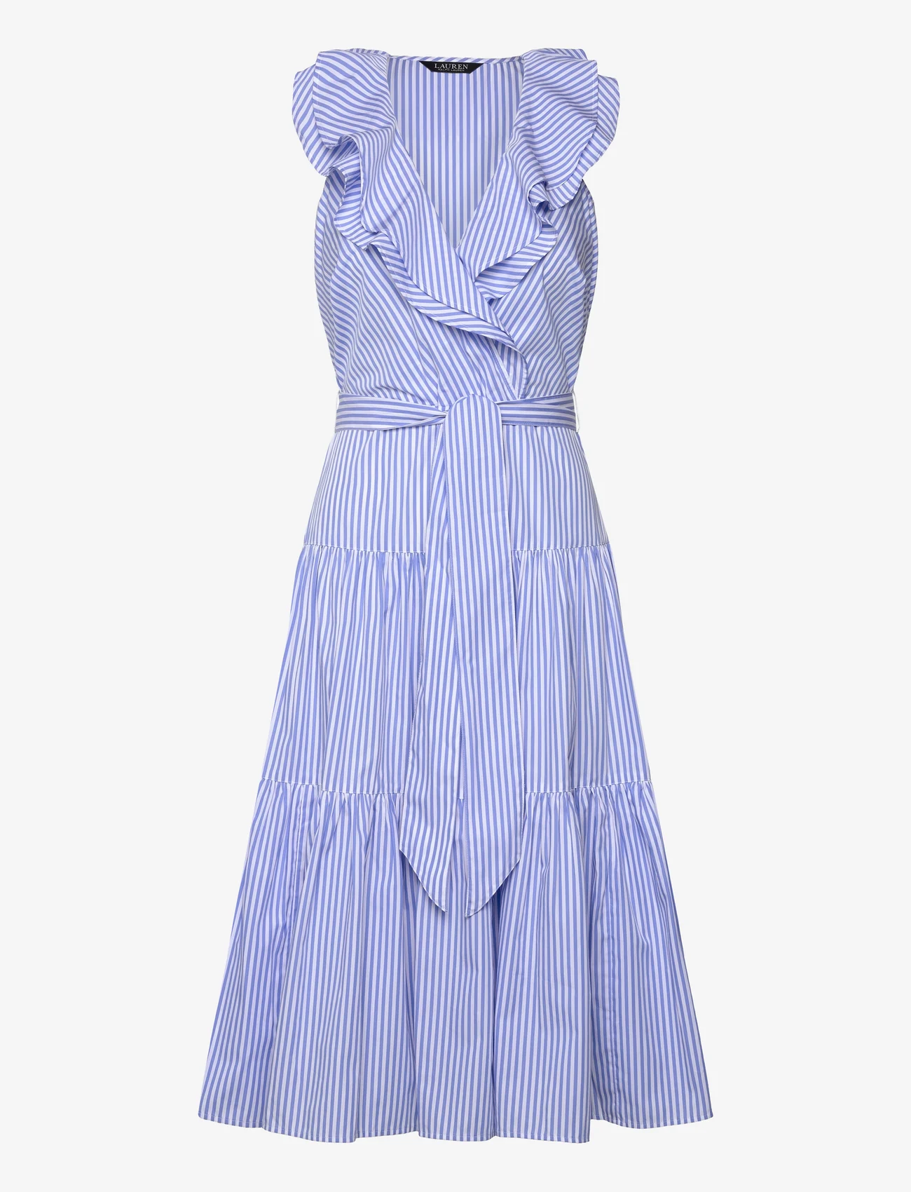 Lauren Ralph Lauren - Striped Cotton Broadcloth Surplice Dress - sukienki letnie - blue/white - 0