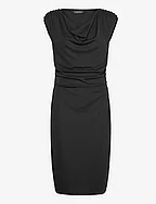 Chain-Trim Stretch Jersey Cowlneck Dress - BLACK