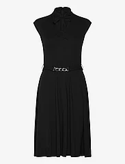Lauren Ralph Lauren - Belted Interlock Tie-Neck Dress - midi kjoler - black - 0