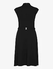 Lauren Ralph Lauren - Belted Interlock Tie-Neck Dress - midiklänningar - black - 1