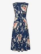 Floral Twist-Front Stretch Jersey Dress - BLUE MULTI