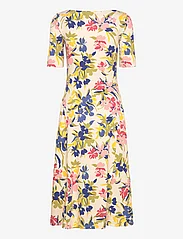 Lauren Ralph Lauren - Floral Stretch Cotton Midi Dress - vasarinės suknelės - cream/blue multi - 1