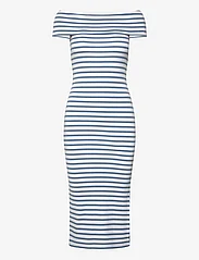 Lauren Ralph Lauren - Striped Off-the-Shoulder Midi Dress - sommerkjoler - white/pale azure - 0