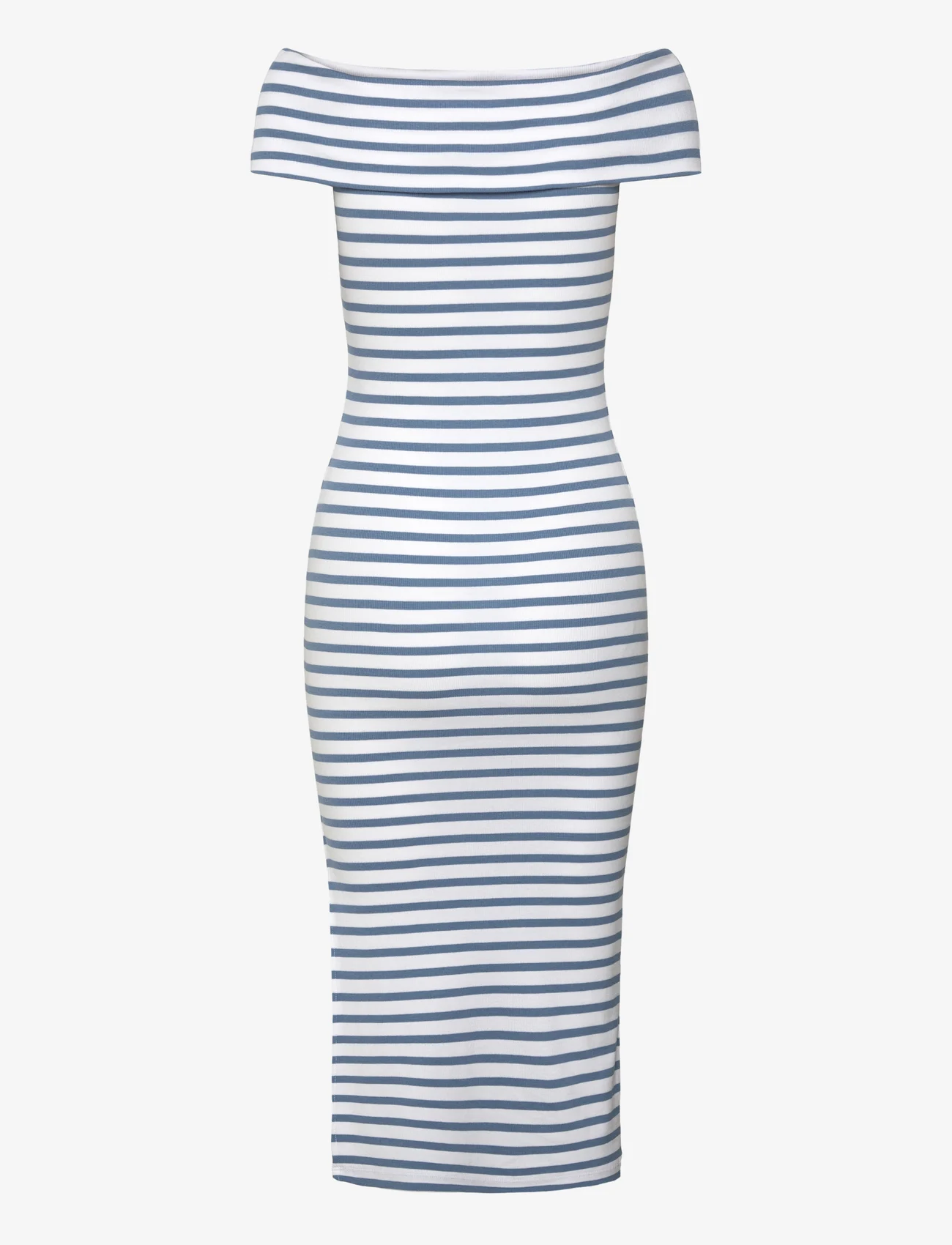 Lauren Ralph Lauren - Striped Off-the-Shoulder Midi Dress - sommerkjoler - white/pale azure - 1