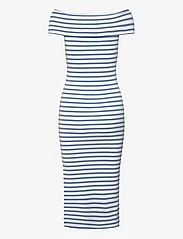 Lauren Ralph Lauren - Striped Off-the-Shoulder Midi Dress - sommerkjoler - white/pale azure - 1