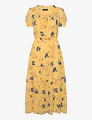 Lauren Ralph Lauren - Floral Georgette Puff-Sleeve Midi Dress - kesämekot - yellow multi - 0