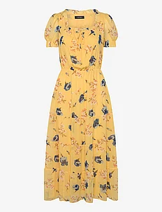 Floral Georgette Puff-Sleeve Midi Dress, Lauren Ralph Lauren