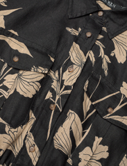 Lauren Ralph Lauren - Floral Belted Linen Shirtdress - skjortekjoler - black/tan - 2